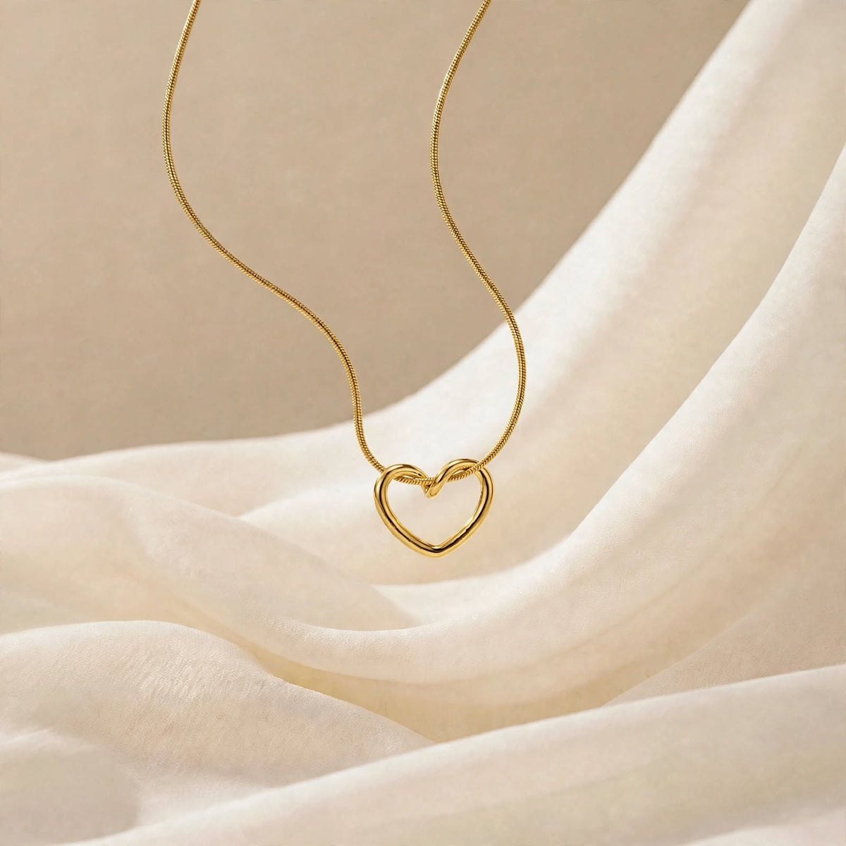 Open Heart Necklace worn by model – Elegant Everyday Jewelry for Women