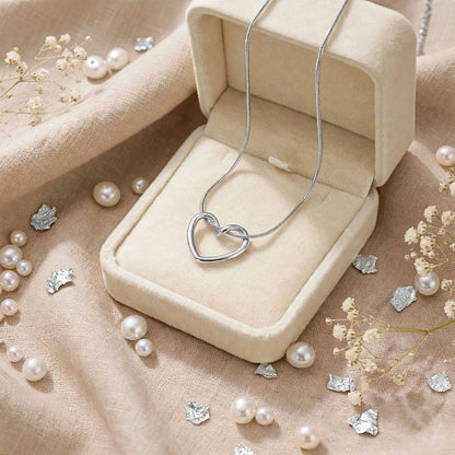 Open Heart Necklace with Flat Snake Chain – 16 inch with 2 inch extender