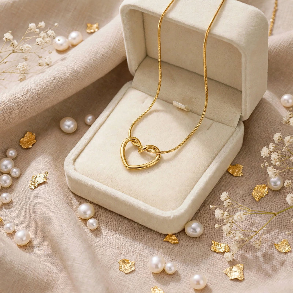 Open Heart Necklace in Gold – Delicate Pendant by Hassan Jewellers