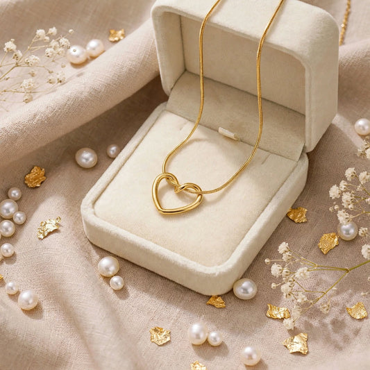 Open Heart Necklace in Gold – Delicate Pendant by Hassan Jewellers