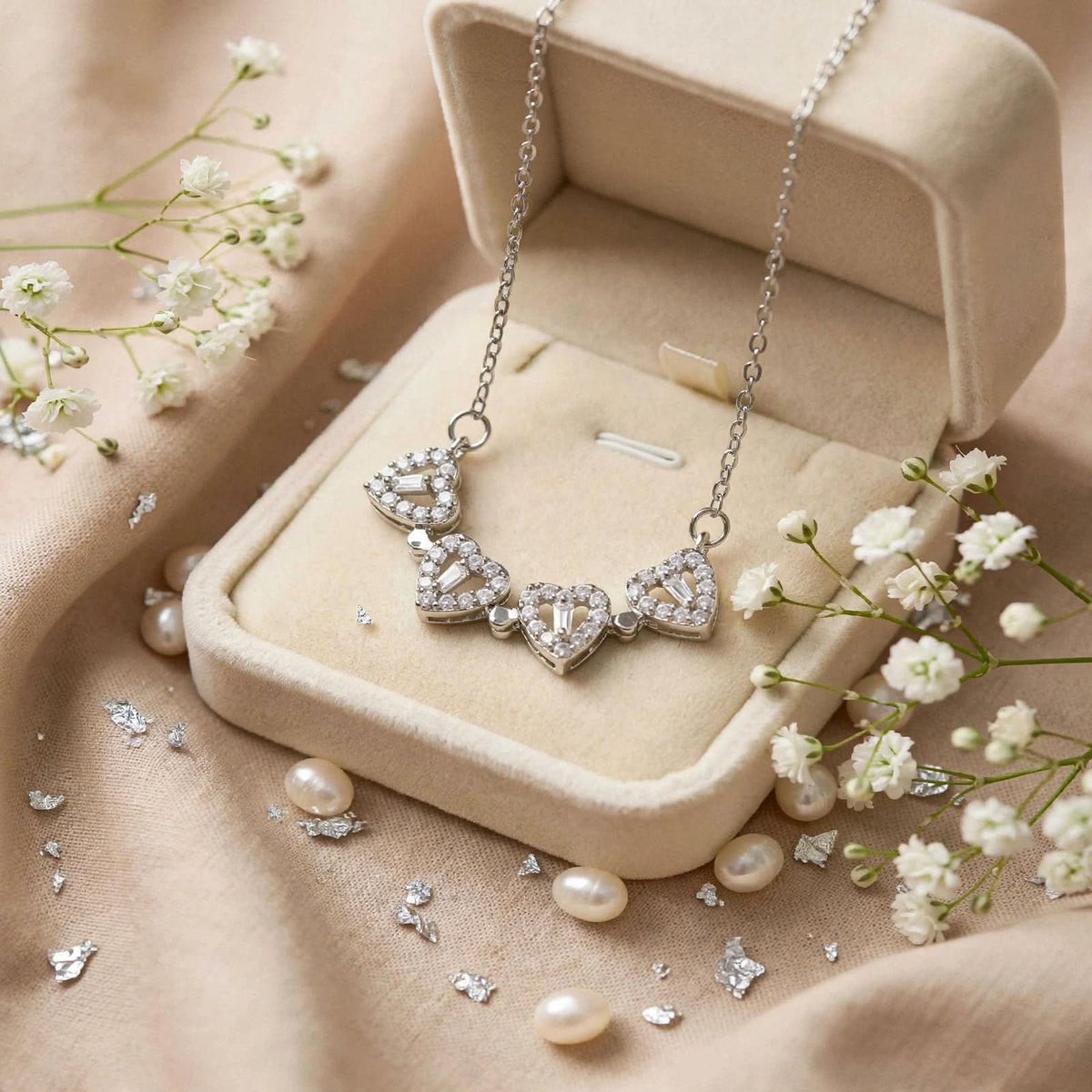 Korean Magnetic 4 Leaf Clover Necklace – Silver Plated, 2 Ways Wearable | Hassan Jewellers
