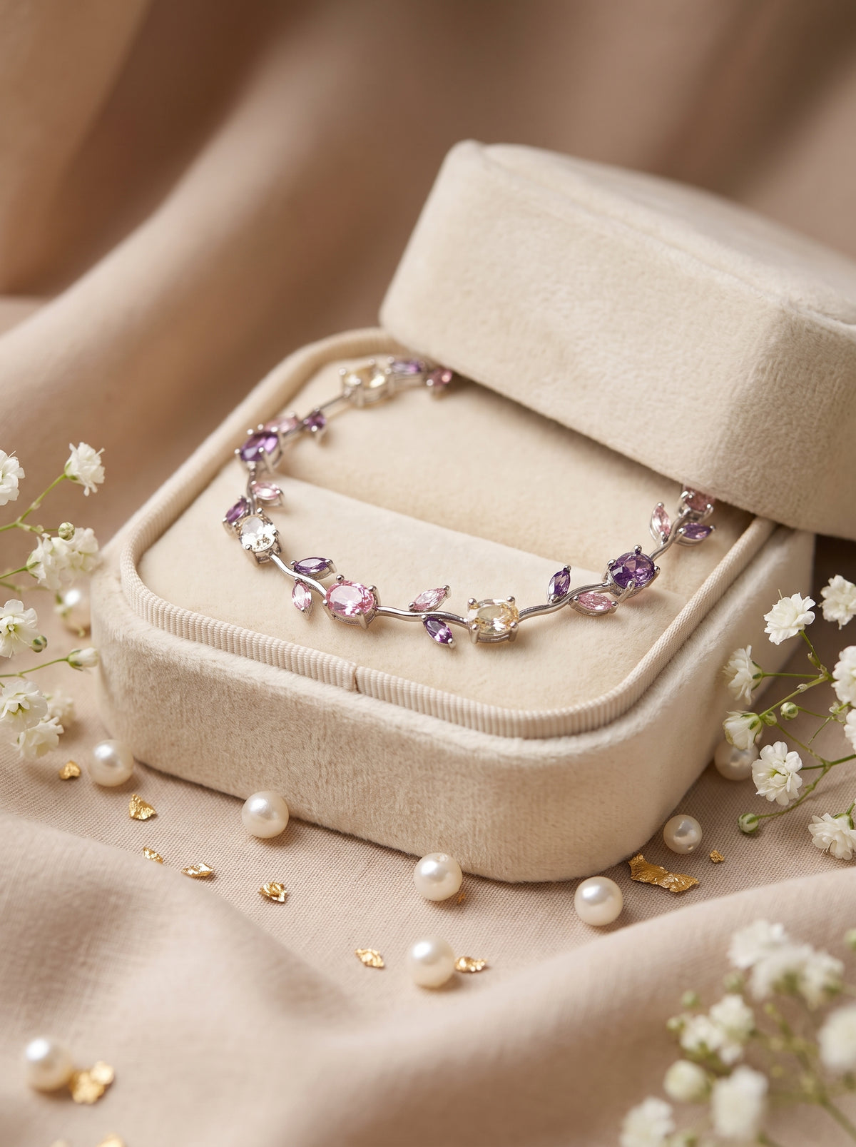 Elegant Silver & Gold Plated Tulip Bracelet for Girls/Women